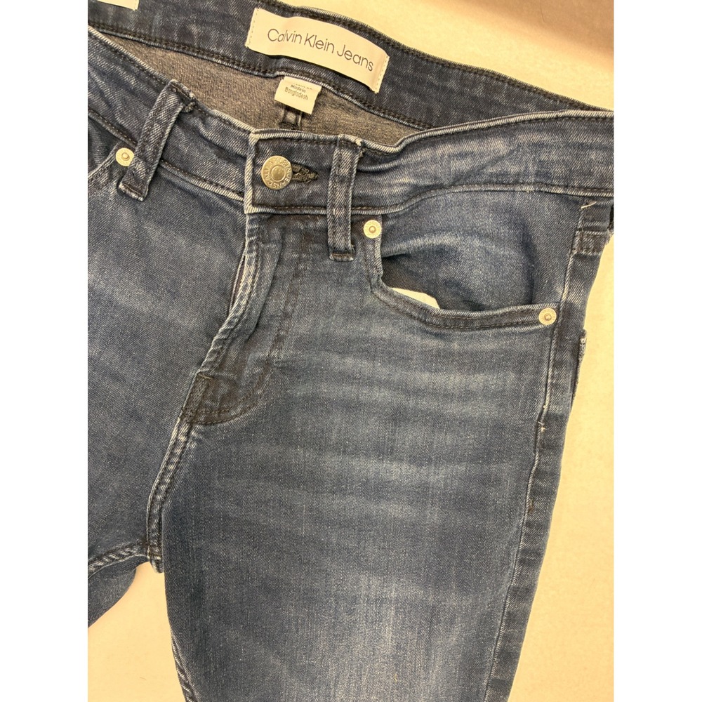 Calvin Klein Modern Slim Jeans Indie Sleaze Minimalist Indigo - 28 Dark Blue - Picture 2 of 11